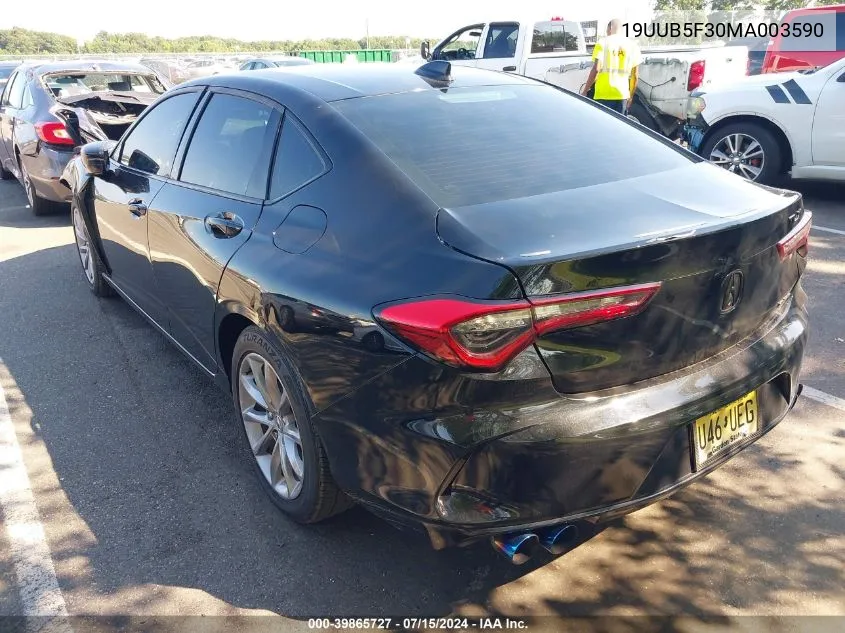 2021 Acura Tlx Standard VIN: 19UUB5F30MA003590 Lot: 39865727