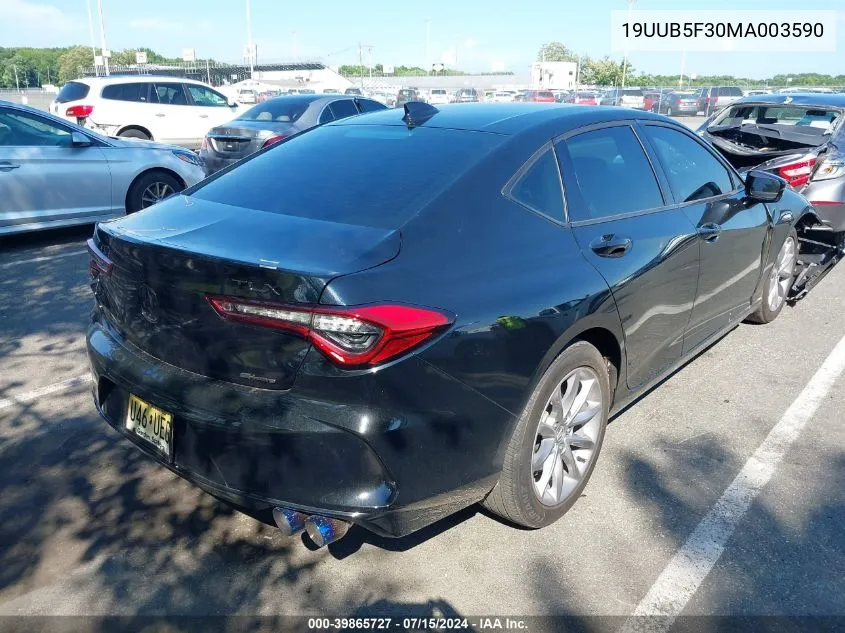 2021 Acura Tlx Standard VIN: 19UUB5F30MA003590 Lot: 39865727