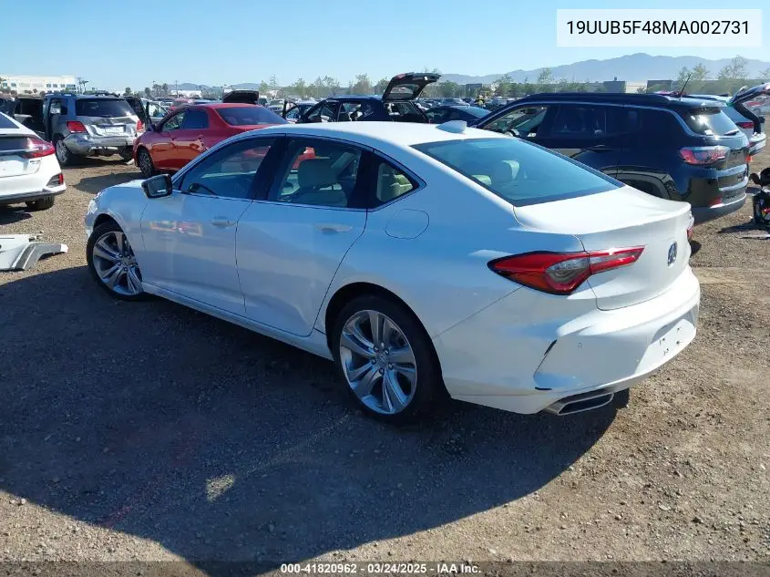 2021 Acura Tlx Technology Package VIN: 19UUB5F48MA002731 Lot: 41820962