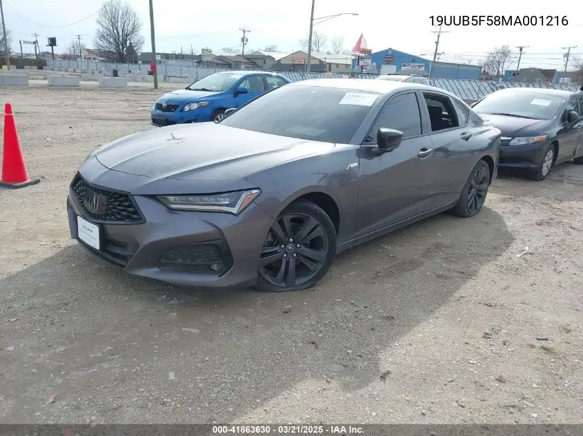 2021 Acura Tlx A-Spec Package VIN: 19UUB5F58MA001216 Lot: 41863630