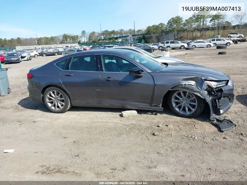 2021 Acura Tlx Standard VIN: 19UUB5F39MA007413 Lot: 42066446