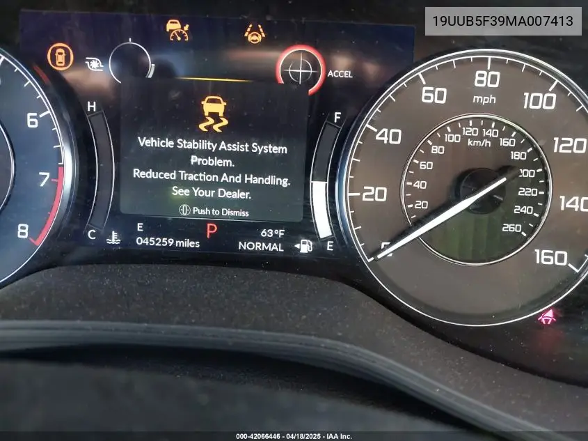 2021 Acura Tlx Standard VIN: 19UUB5F39MA007413 Lot: 42066446
