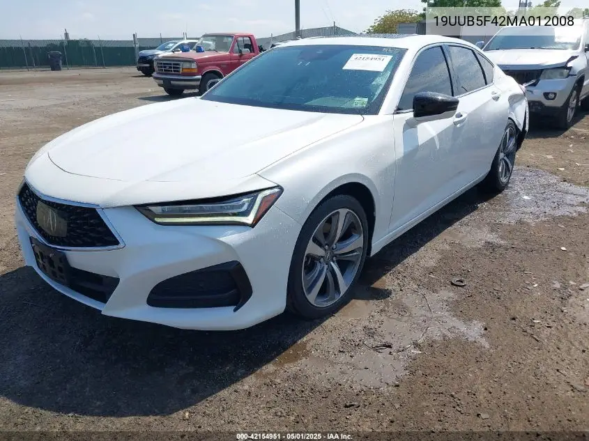 2021 Acura Tlx Technology Package VIN: 19UUB5F42MA012008 Lot: 42154951