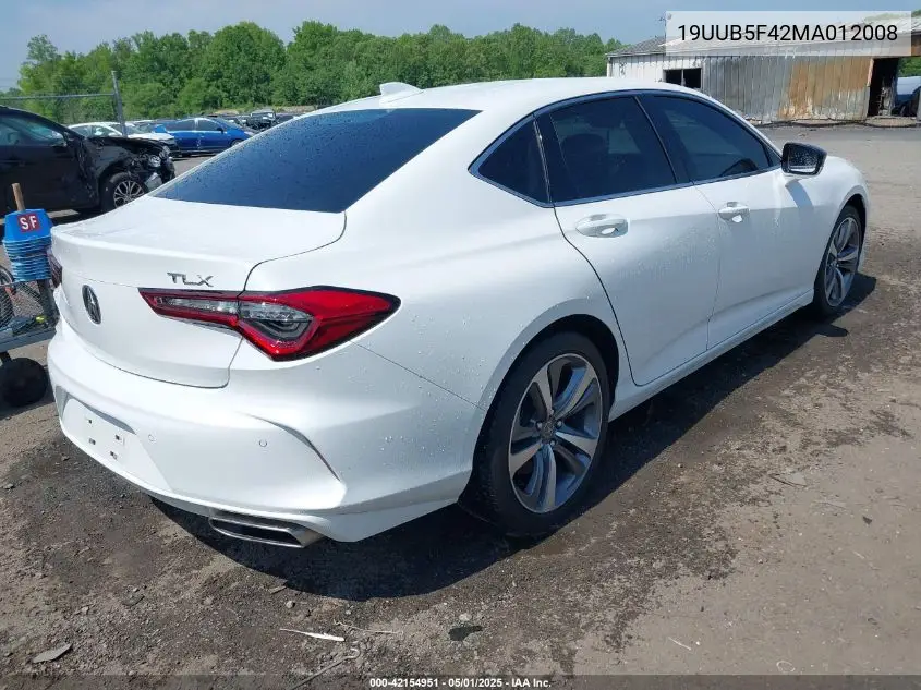 2021 Acura Tlx Technology Package VIN: 19UUB5F42MA012008 Lot: 42154951