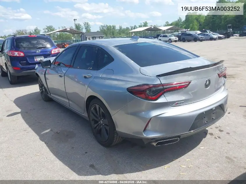 2021 Acura Tlx A-Spec Package VIN: 19UUB6F53MA003252 Lot: 42158508