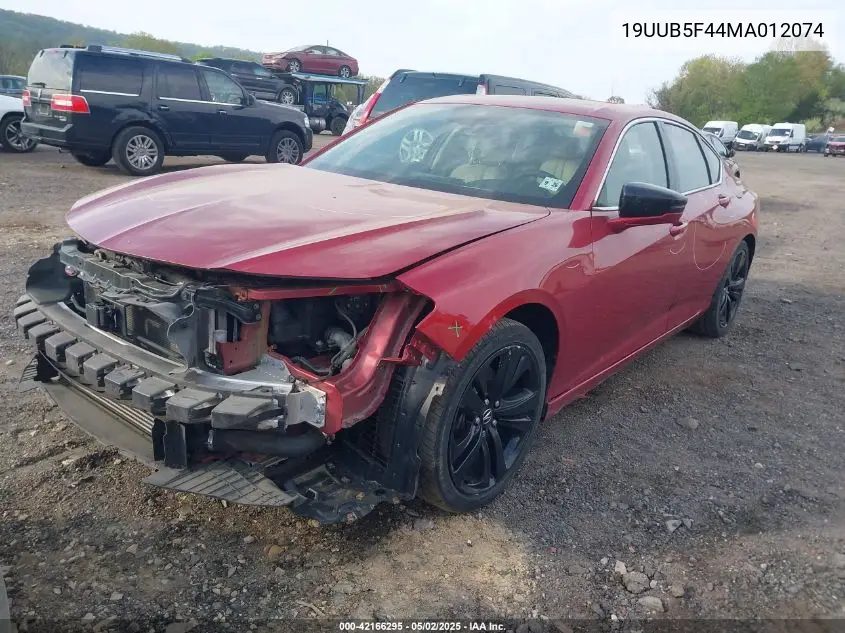 2021 Acura Tlx Technology Package VIN: 19UUB5F44MA012074 Lot: 42166295