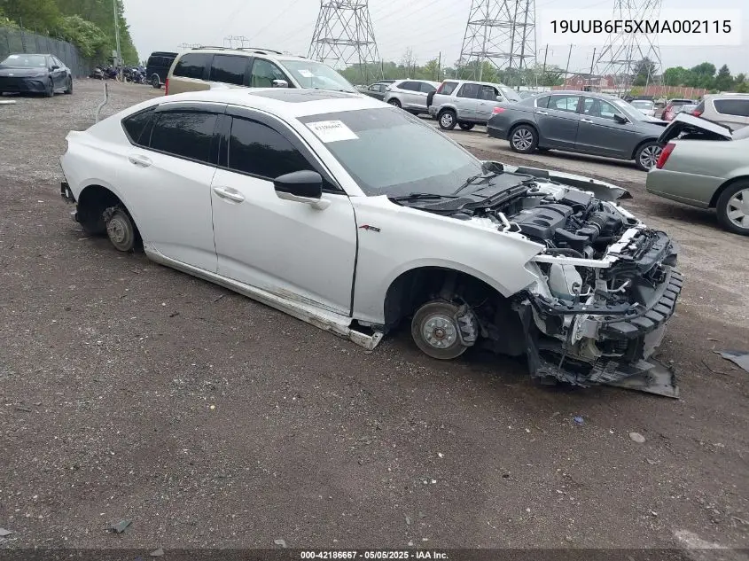 2021 Acura Tlx A-Spec Package VIN: 19UUB6F5XMA002115 Lot: 42186667