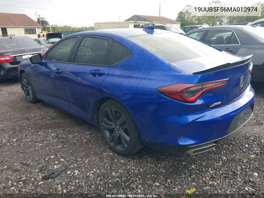 2021 Acura Tlx A-Spec Package VIN: 19UUB5F56MA012974 Lot: 42189965