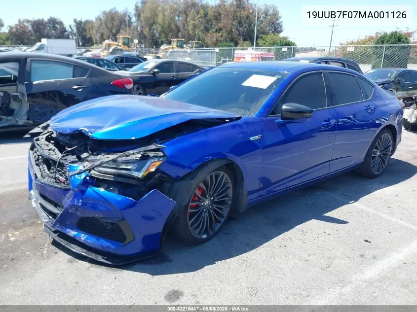 2021 Acura Tlx Type S VIN: 19UUB7F07MA001126 Lot: 42216447