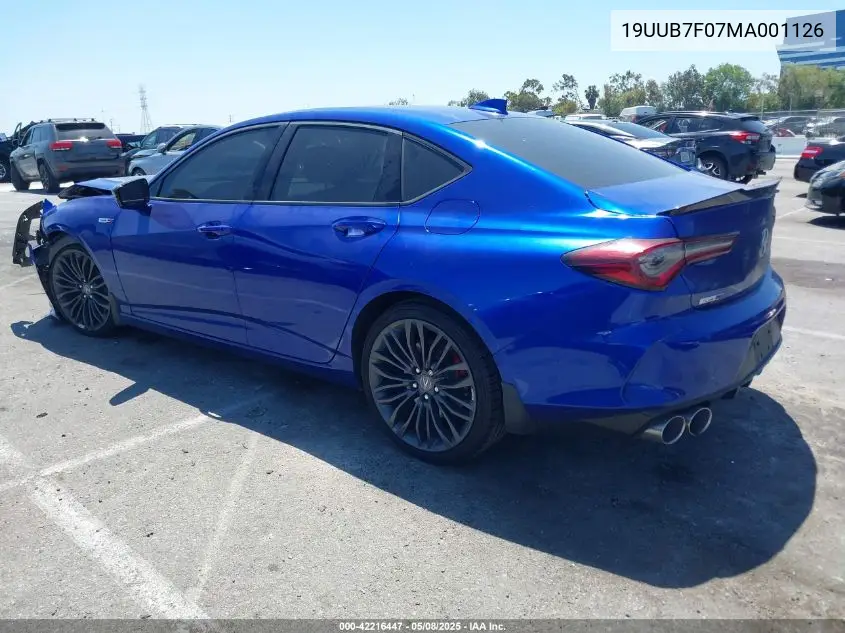 2021 Acura Tlx Type S VIN: 19UUB7F07MA001126 Lot: 42216447