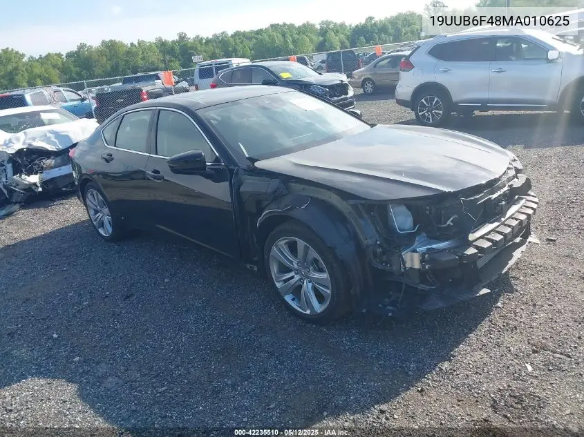 2021 Acura Tlx Technology Package VIN: 19UUB6F48MA010625 Lot: 42235510