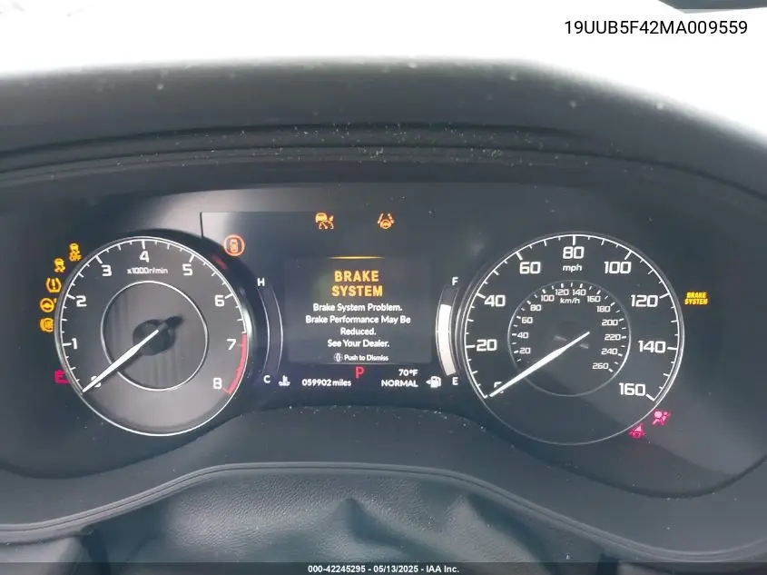 2021 Acura Tlx Technology Package VIN: 19UUB5F42MA009559 Lot: 42245295