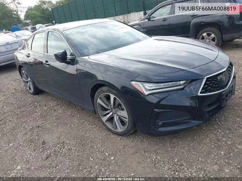 2021 Acura Tlx Advance Package VIN: 19UUB5F66MA008819 Lot: 42446788