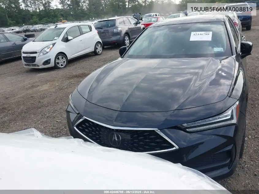 2021 Acura Tlx Advance Package VIN: 19UUB5F66MA008819 Lot: 42446788