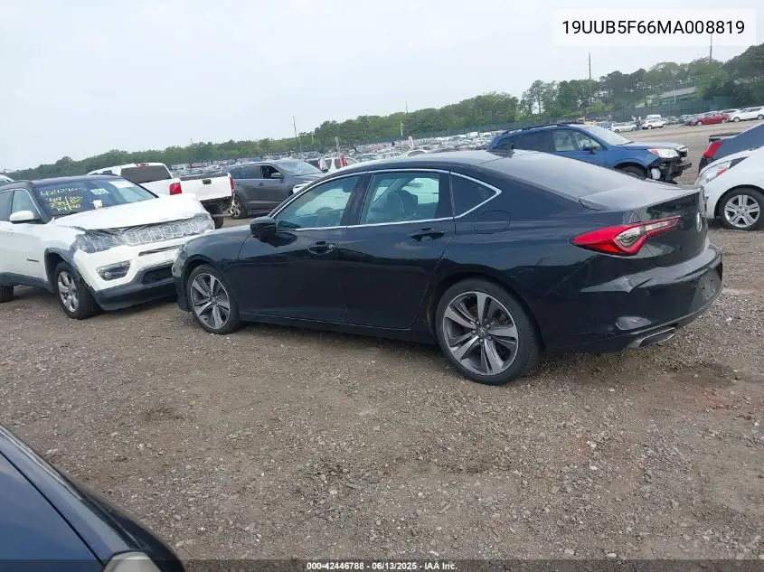 2021 Acura Tlx Advance Package VIN: 19UUB5F66MA008819 Lot: 42446788