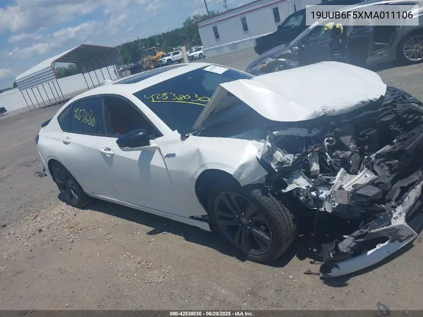 2021 Acura Tlx A-Spec Package VIN: 19UUB6F5XMA011106 Lot: 42538030