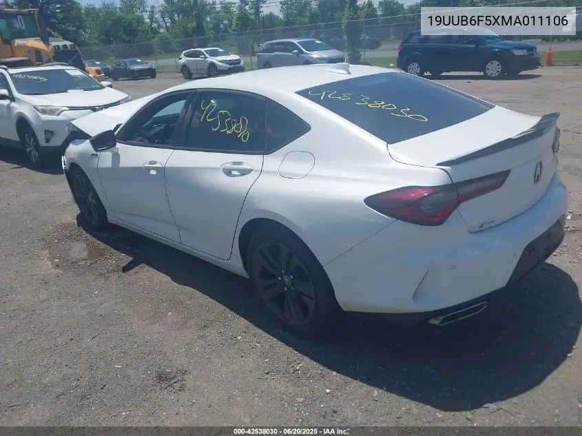 2021 Acura Tlx A-Spec Package VIN: 19UUB6F5XMA011106 Lot: 42538030