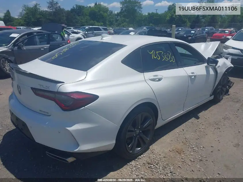 2021 Acura Tlx A-Spec Package VIN: 19UUB6F5XMA011106 Lot: 42538030