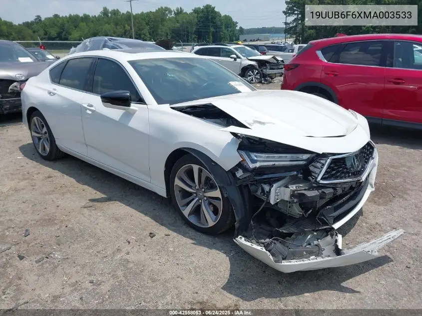 2021 Acura Tlx Advance Package VIN: 19UUB6F6XMA003533 Lot: 42558053