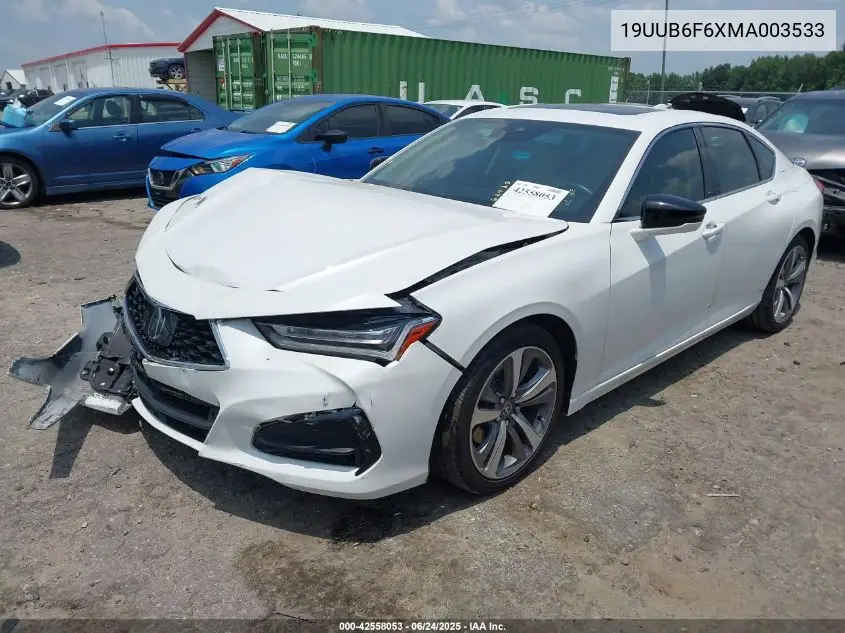 2021 Acura Tlx Advance Package VIN: 19UUB6F6XMA003533 Lot: 42558053