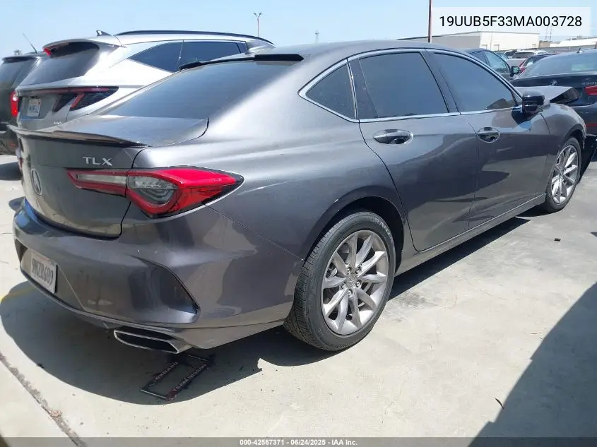 2021 Acura Tlx Standard VIN: 19UUB5F33MA003728 Lot: 42567371