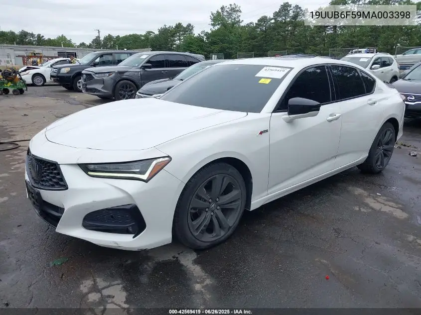 2021 Acura Tlx A-Spec Package VIN: 19UUB6F59MA003398 Lot: 42569419
