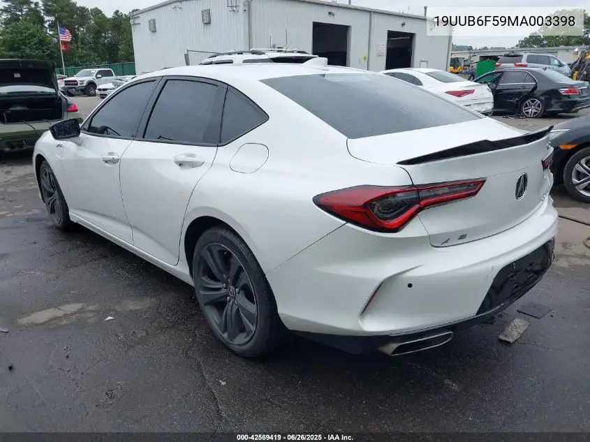 2021 Acura Tlx A-Spec Package VIN: 19UUB6F59MA003398 Lot: 42569419