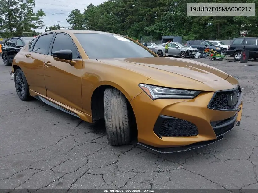 2021 Acura Tlx Type S VIN: 19UUB7F05MA000217 Lot: 42589226