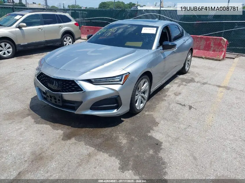 2021 Acura Tlx Technology Package VIN: 19UUB6F41MA008781 Lot: 42634551