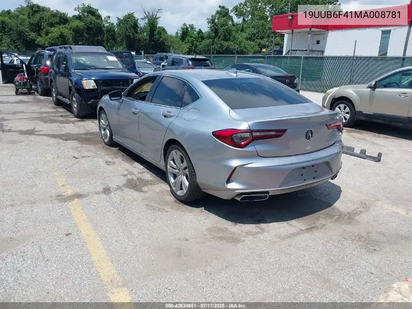 2021 Acura Tlx Technology Package VIN: 19UUB6F41MA008781 Lot: 42634551