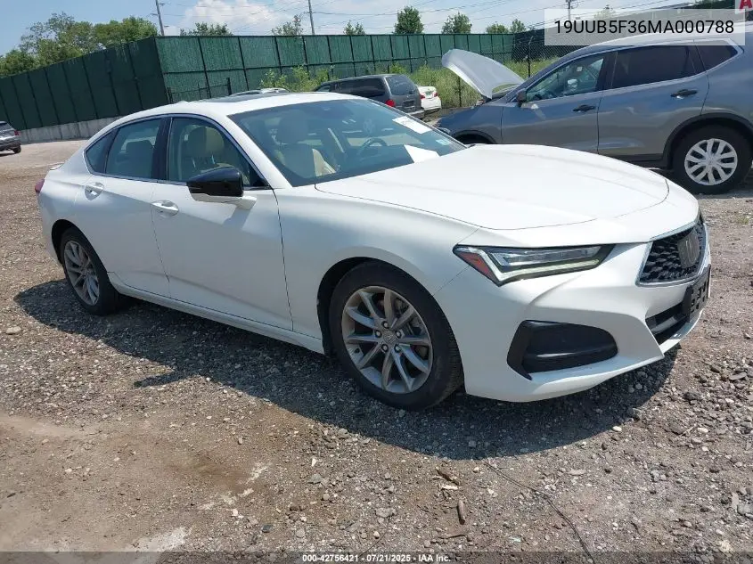 2021 Acura Tlx Standard VIN: 19UUB5F36MA000788 Lot: 42756421