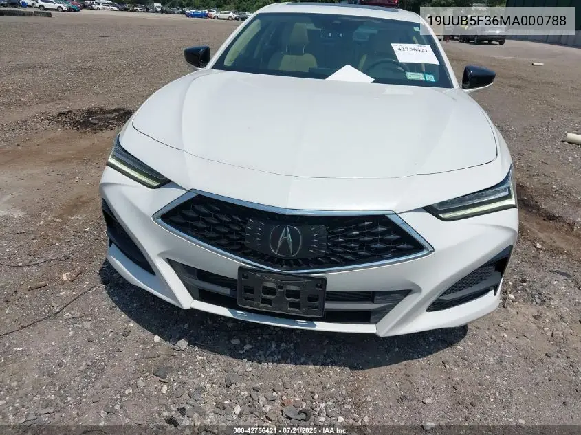 2021 Acura Tlx Standard VIN: 19UUB5F36MA000788 Lot: 42756421
