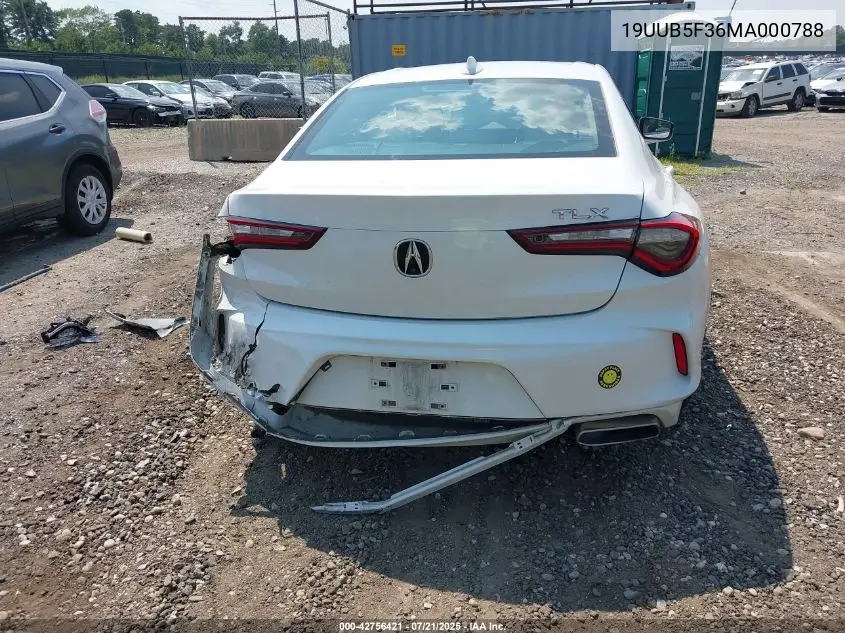 2021 Acura Tlx Standard VIN: 19UUB5F36MA000788 Lot: 42756421