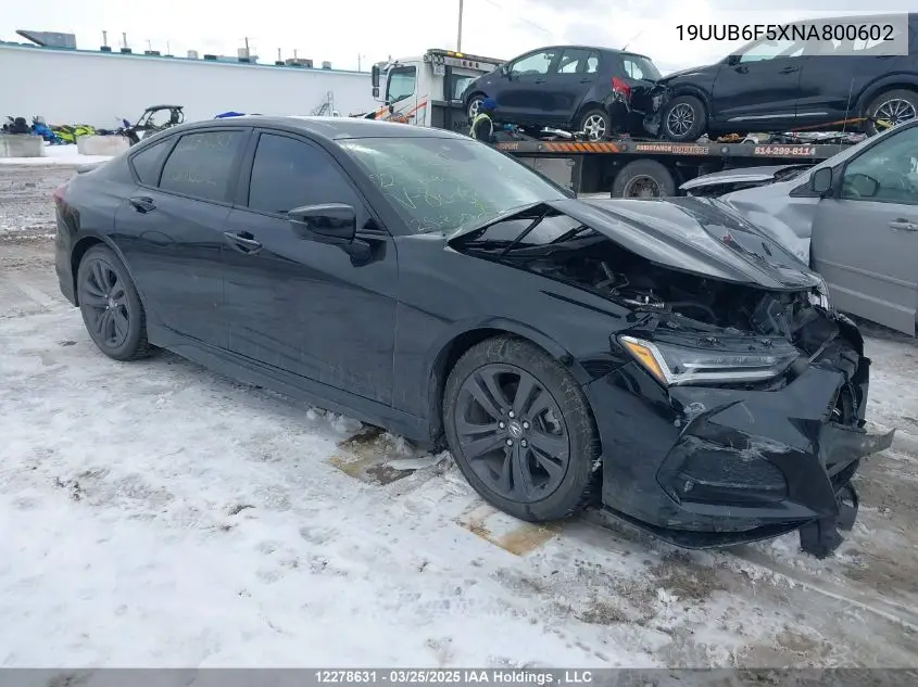 2022 Acura Tlx A-Spec VIN: 19UUB6F5XNA800602 Lot: 12278631