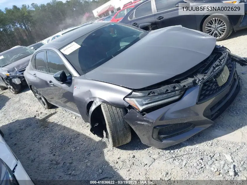 2022 Acura Tlx A-Spec Package VIN: 19UUB5F53NA002629 Lot: 41836622