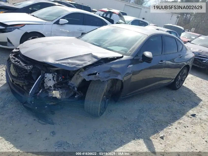 2022 Acura Tlx A-Spec Package VIN: 19UUB5F53NA002629 Lot: 41836622