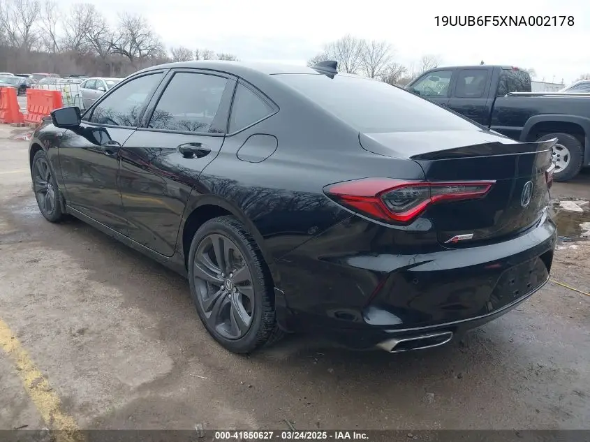 2022 Acura Tlx A-Spec Package VIN: 19UUB6F5XNA002178 Lot: 41850627