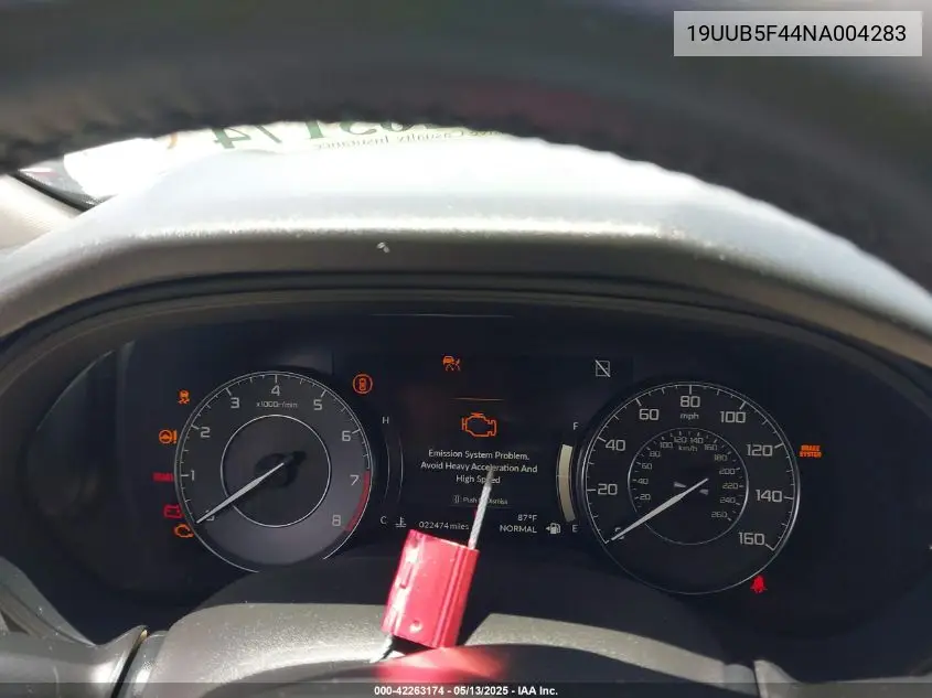 2022 Acura Tlx Technology Package VIN: 19UUB5F44NA004283 Lot: 42263174