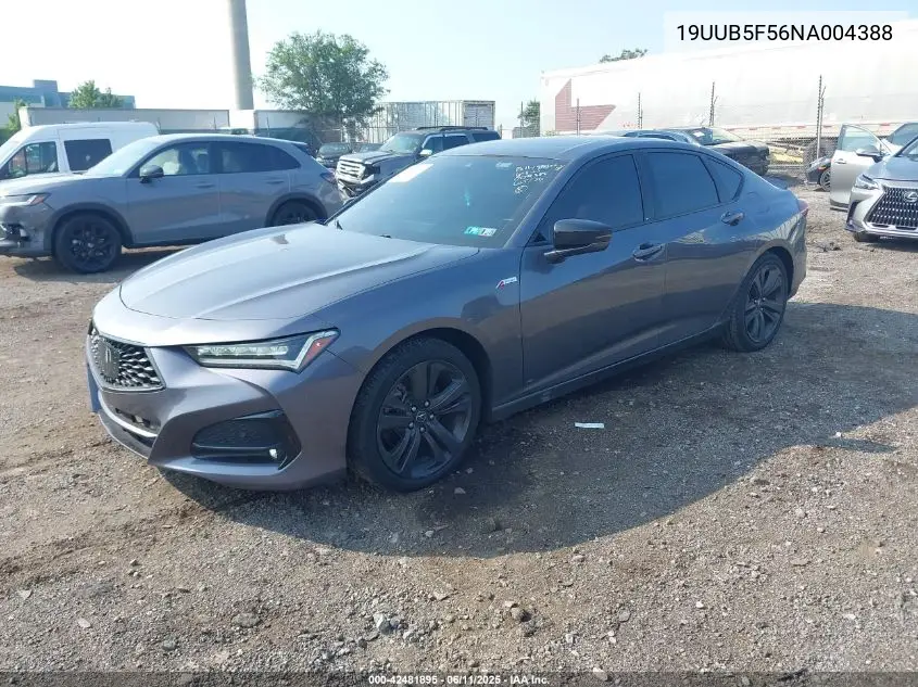 2022 Acura Tlx A-Spec Package VIN: 19UUB5F56NA004388 Lot: 42481895