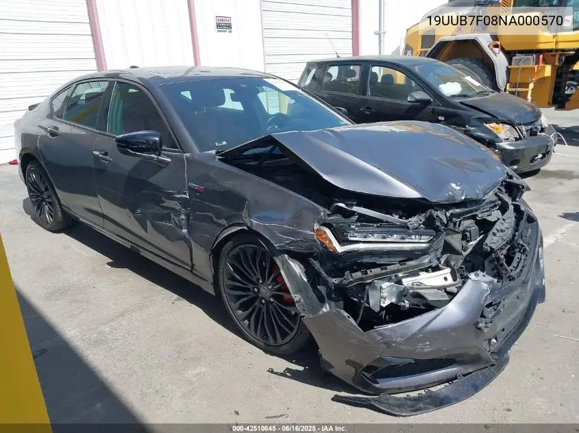2022 Acura Tlx Type S VIN: 19UUB7F08NA000570 Lot: 42510845