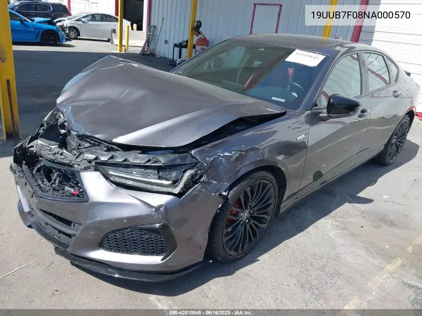 2022 Acura Tlx Type S VIN: 19UUB7F08NA000570 Lot: 42510845
