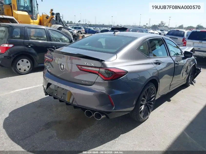 2022 Acura Tlx Type S VIN: 19UUB7F08NA000570 Lot: 42510845