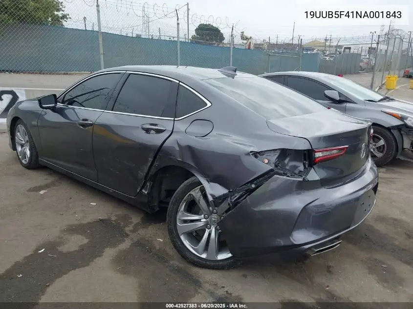 2022 Acura Tlx Technology Package VIN: 19UUB5F41NA001843 Lot: 42527383