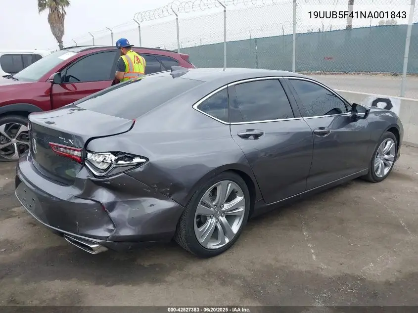 2022 Acura Tlx Technology Package VIN: 19UUB5F41NA001843 Lot: 42527383