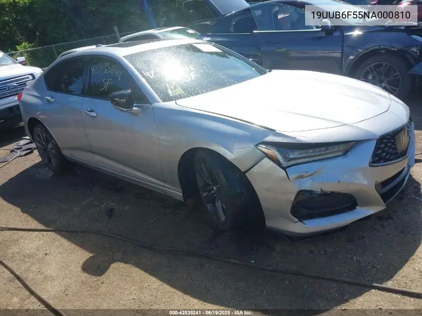 2022 Acura Tlx A-Spec Package VIN: 19UUB6F55NA000810 Lot: 42535241