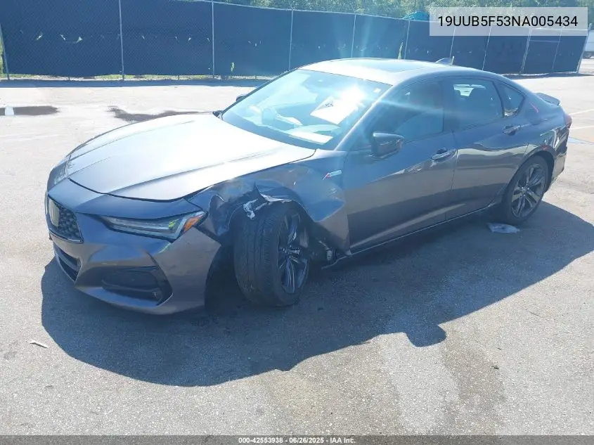 2022 Acura Tlx A-Spec Package VIN: 19UUB5F53NA005434 Lot: 42553938