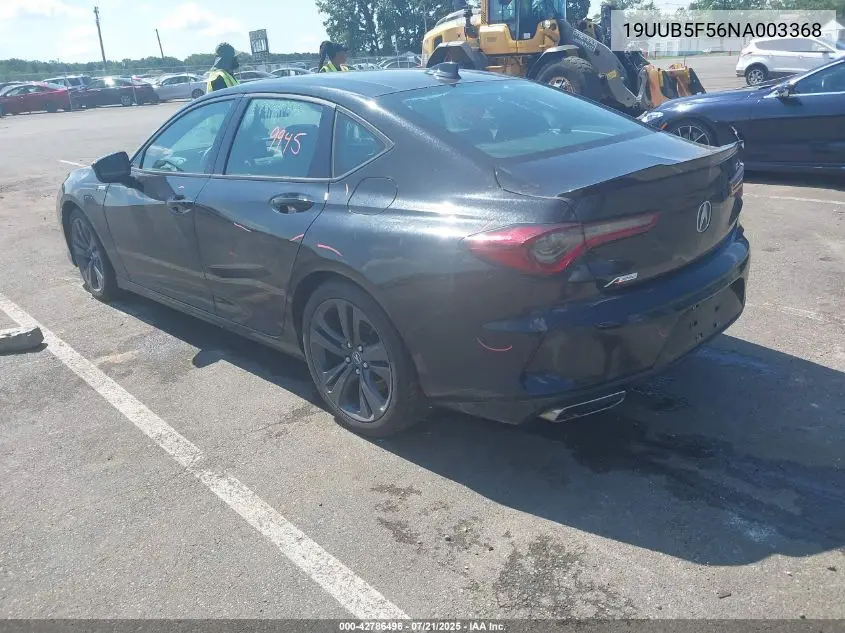 2022 Acura Tlx A-Spec Package VIN: 19UUB5F56NA003368 Lot: 42786496