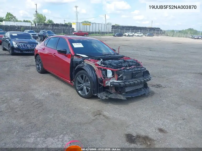 2022 Acura Tlx A-Spec Package VIN: 19UUB5F52NA003870 Lot: 42788909