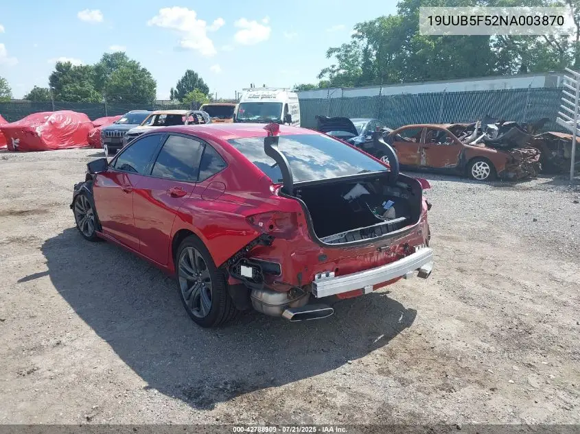 2022 Acura Tlx A-Spec Package VIN: 19UUB5F52NA003870 Lot: 42788909