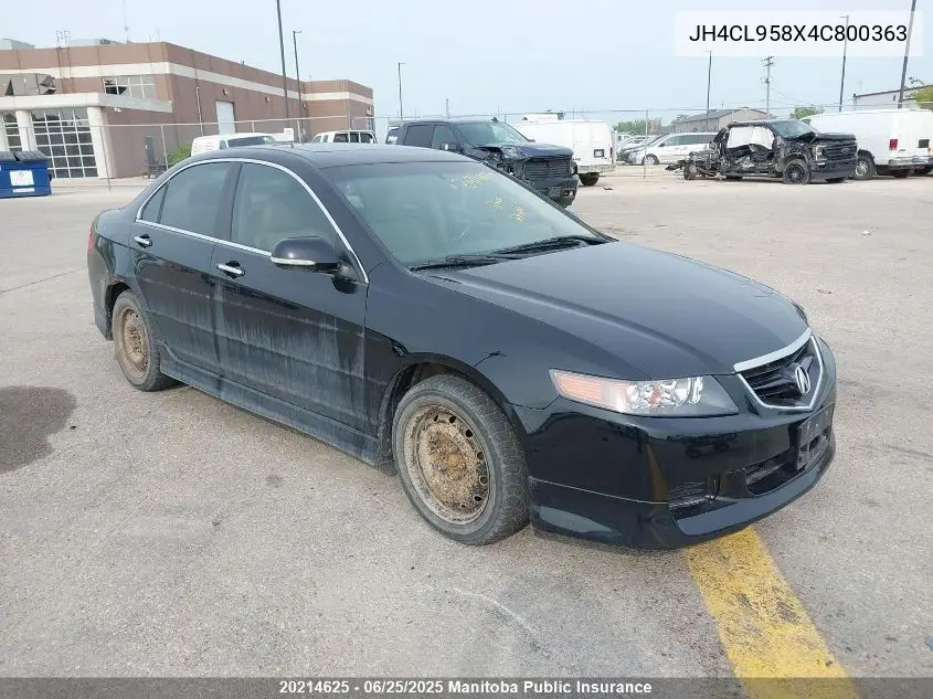 2004 Acura Tsx VIN: JH4CL958X4C800363 Lot: 20214625